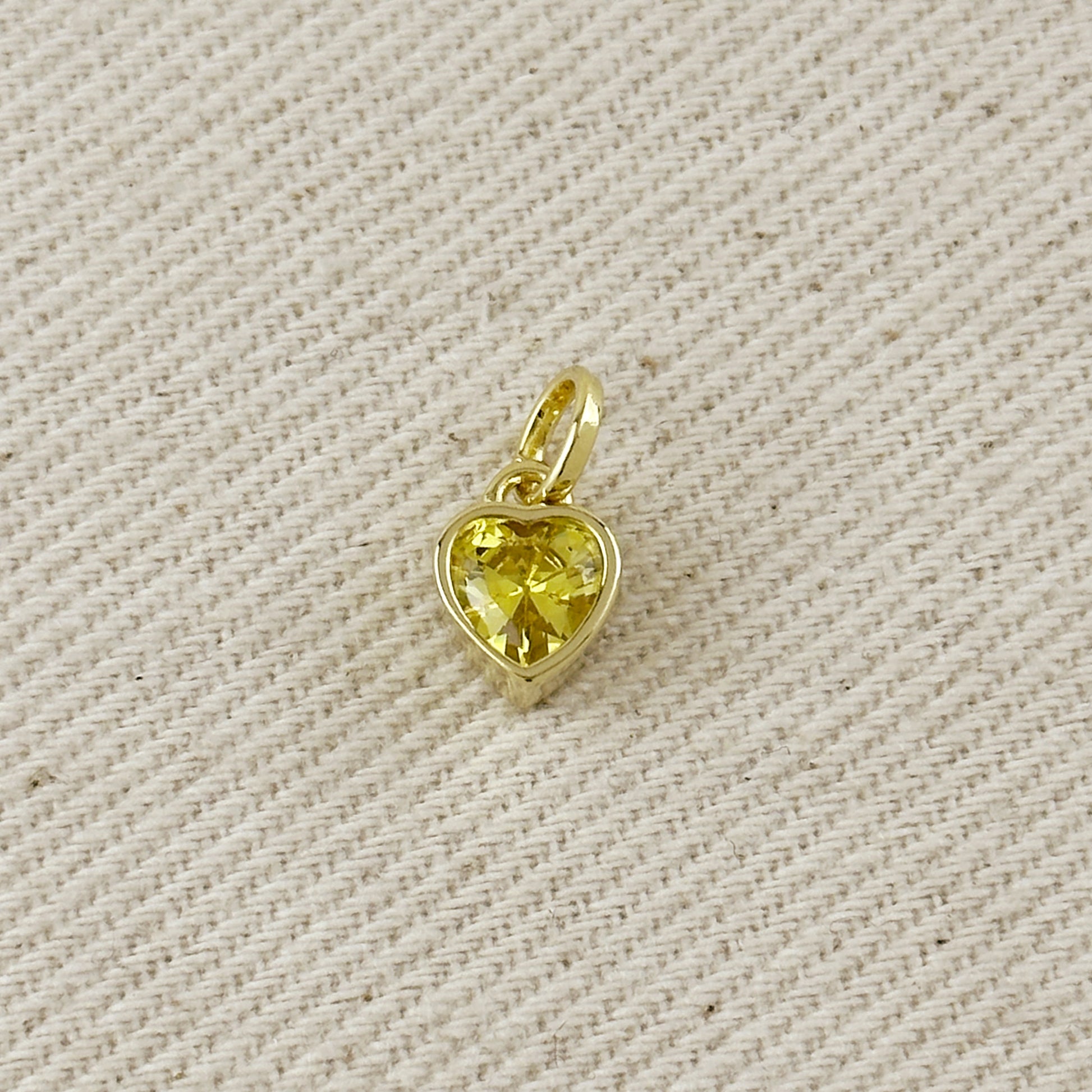 18k Gold Filled Colored CZ Bezel Heart Charm