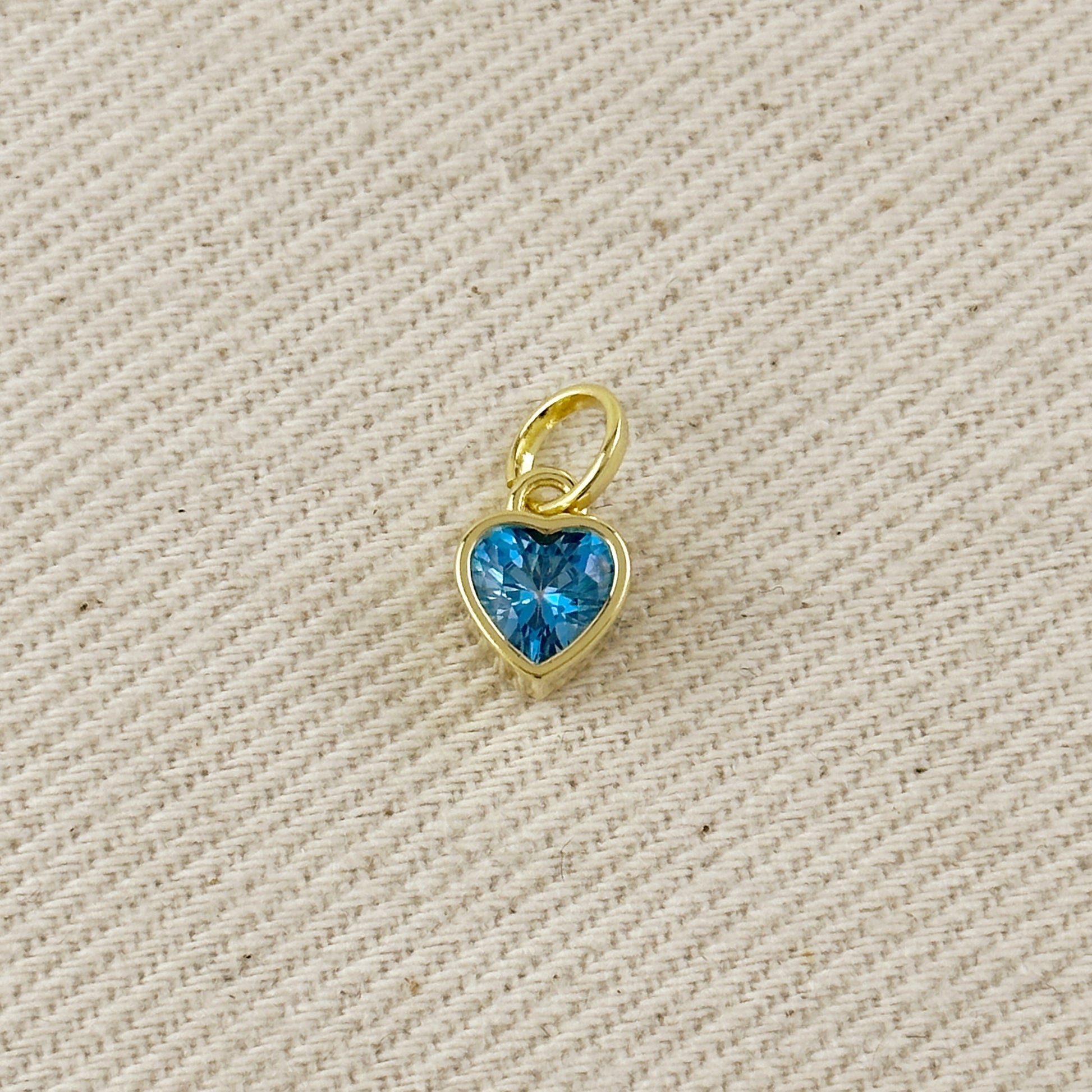 18k Gold Filled Colored CZ Bezel Heart Charm