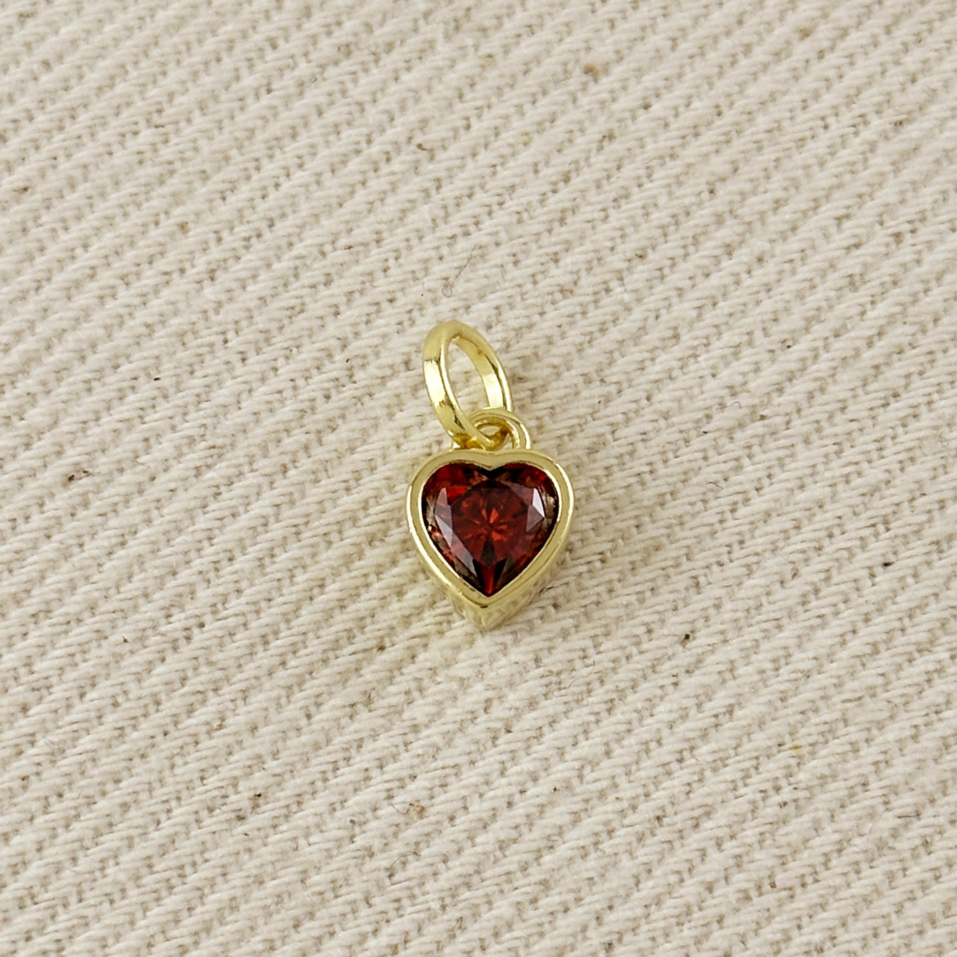 18k Gold Filled Colored CZ Bezel Heart Charm