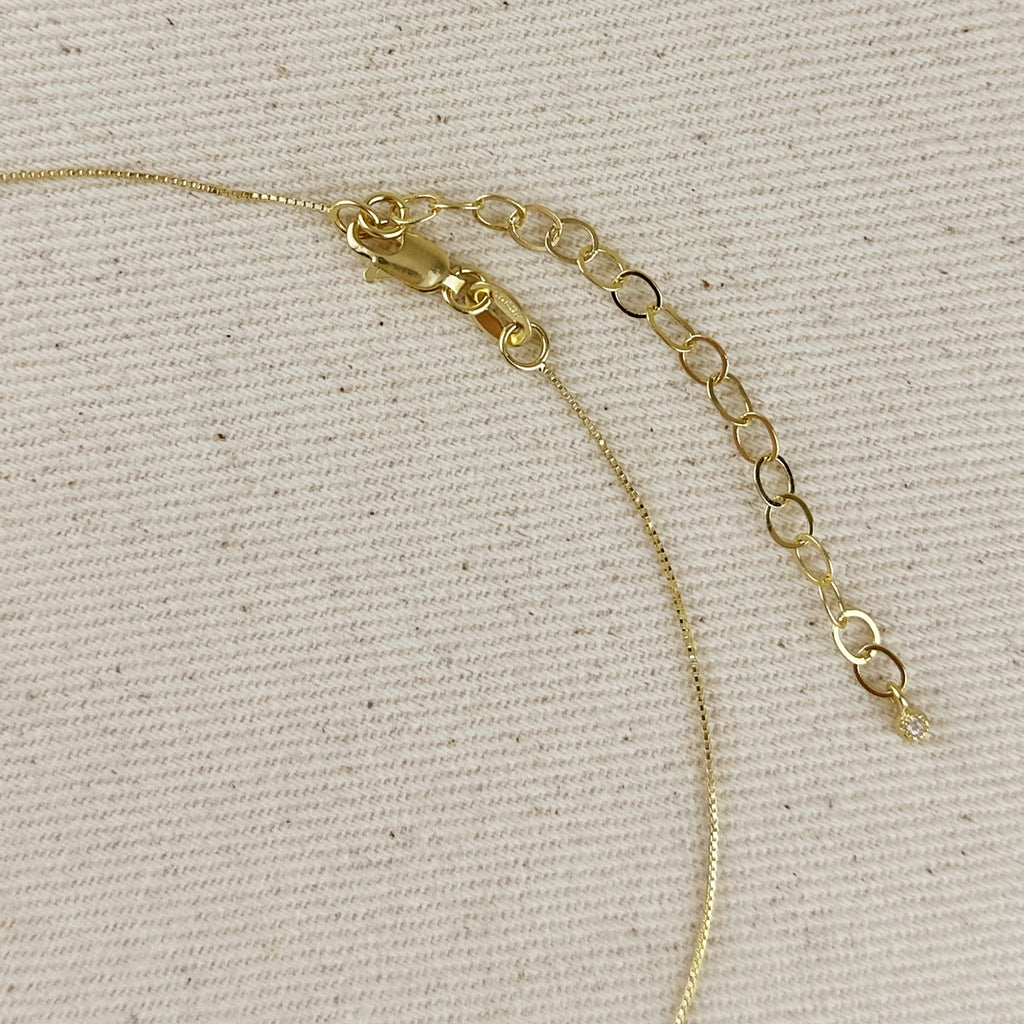 18k Gold Filled Solitaire CZ Plate Necklace