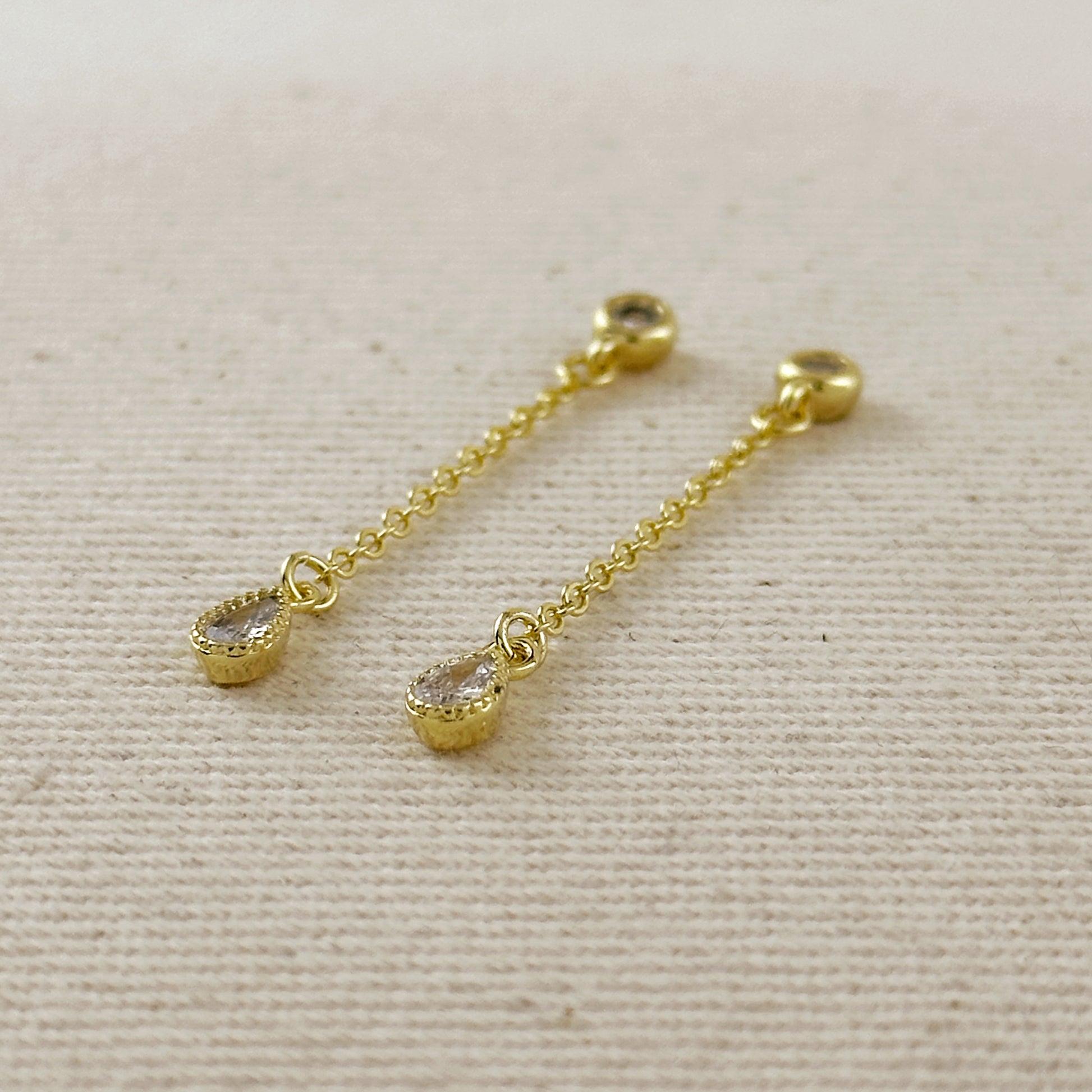 18k Gold Filled Teardrop CZ Dangling Earrings
