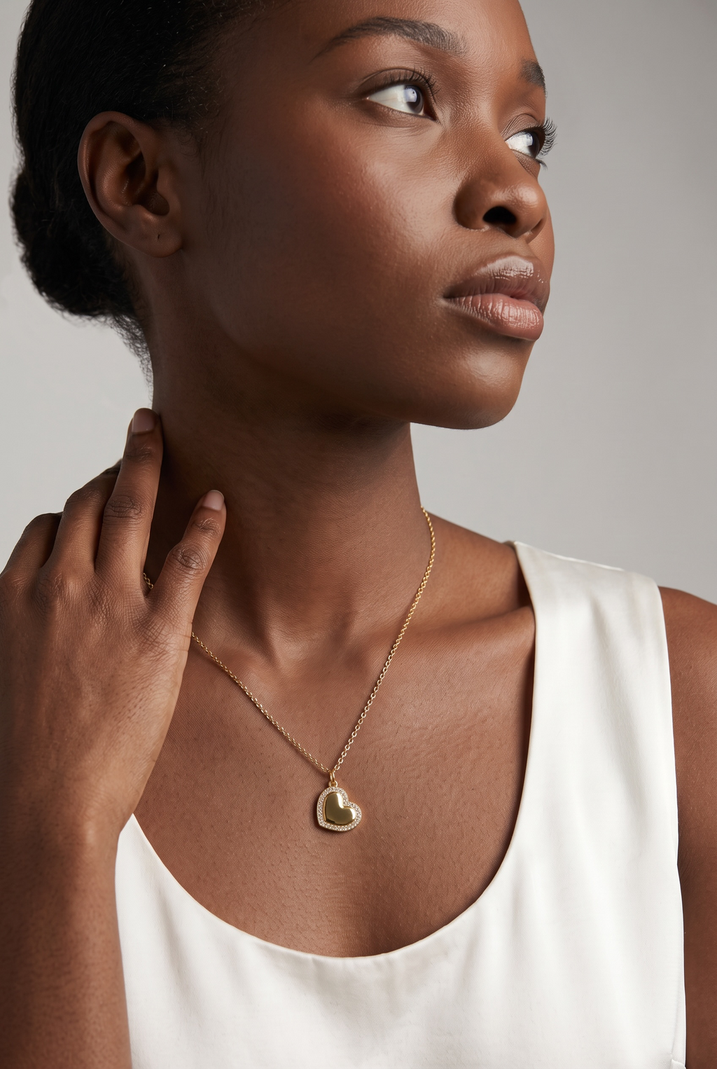 18k Gold Filled CZ Polished Heart Pendant