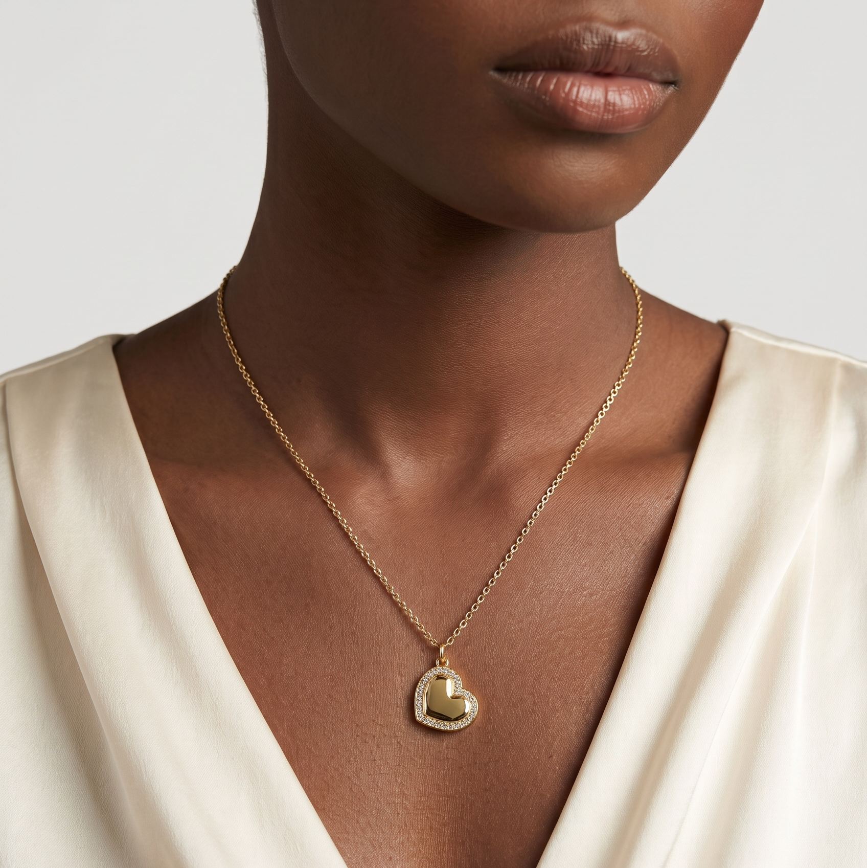 18k Gold Filled CZ Polished Heart Pendant