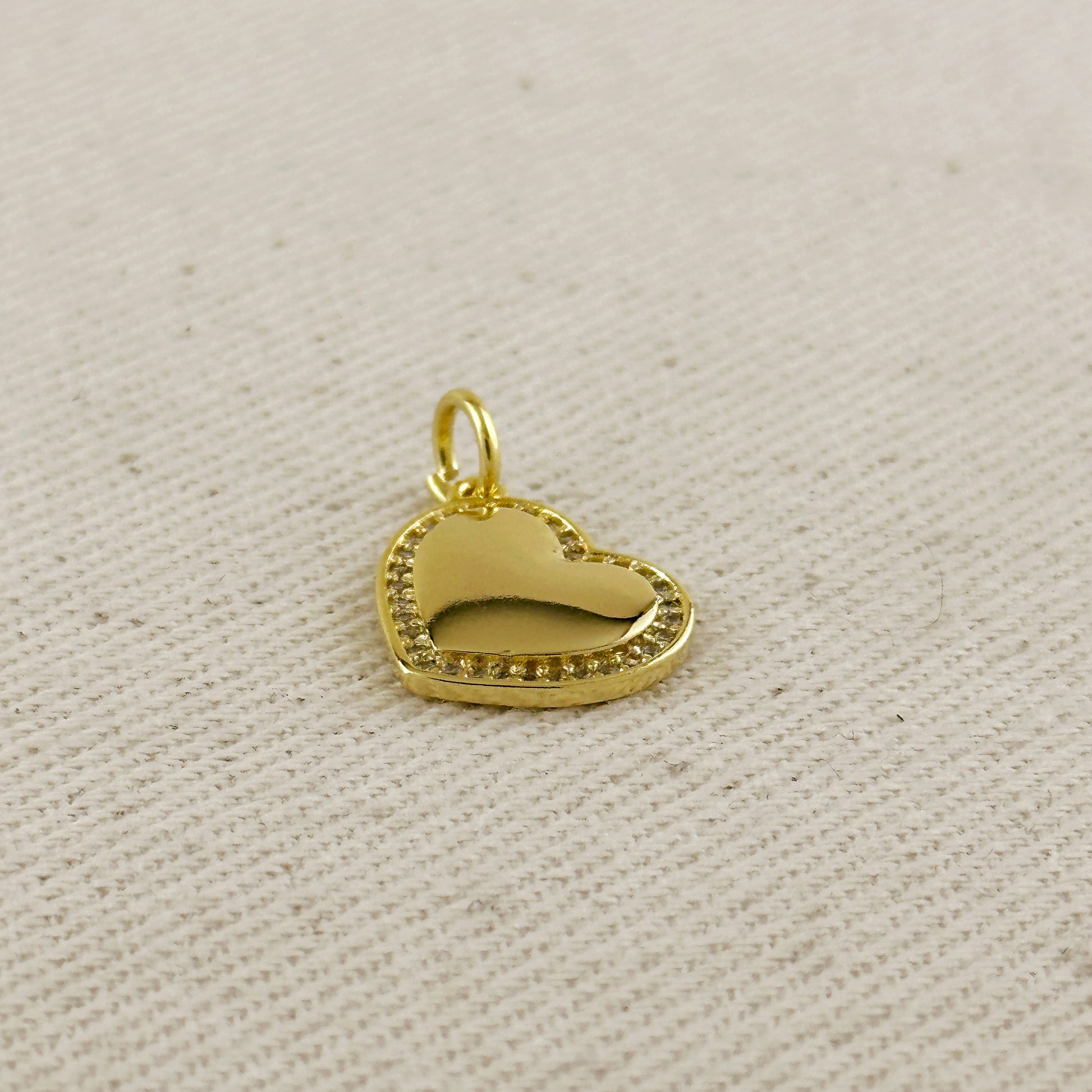18k Gold Filled CZ Polished Heart Pendant