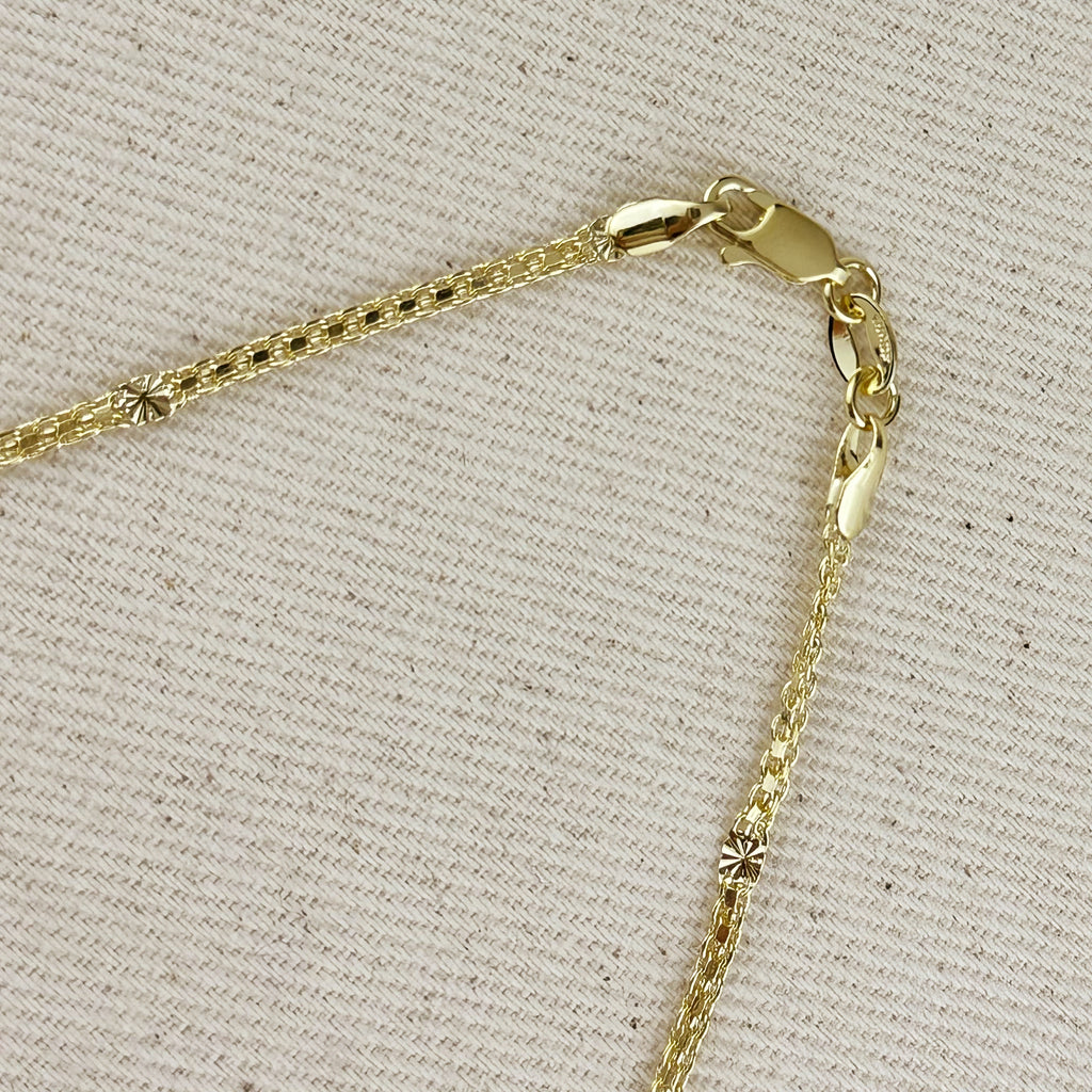 18k Gold Filled 2.5mm Mesh Chain with Diamond Cut Pressed Detail Anklet