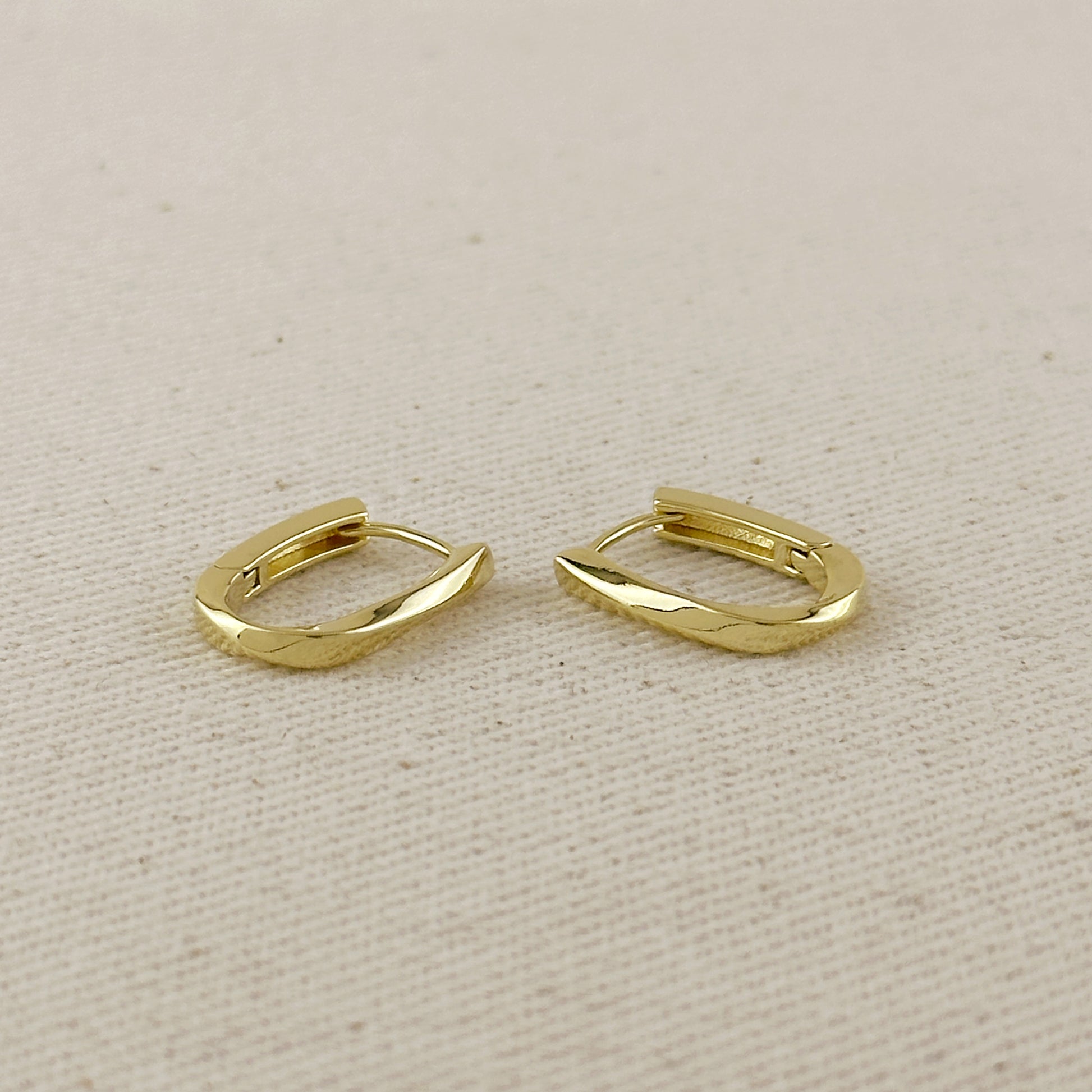 18k Gold Filled Slight Twist Oblong Hoop Earrings