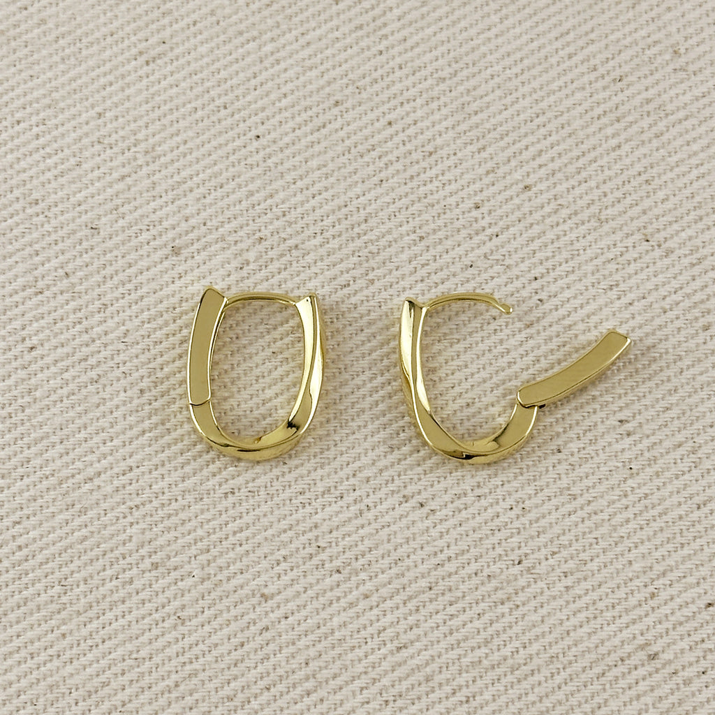 18k Gold Filled Slight Twist Oblong Hoop Earrings