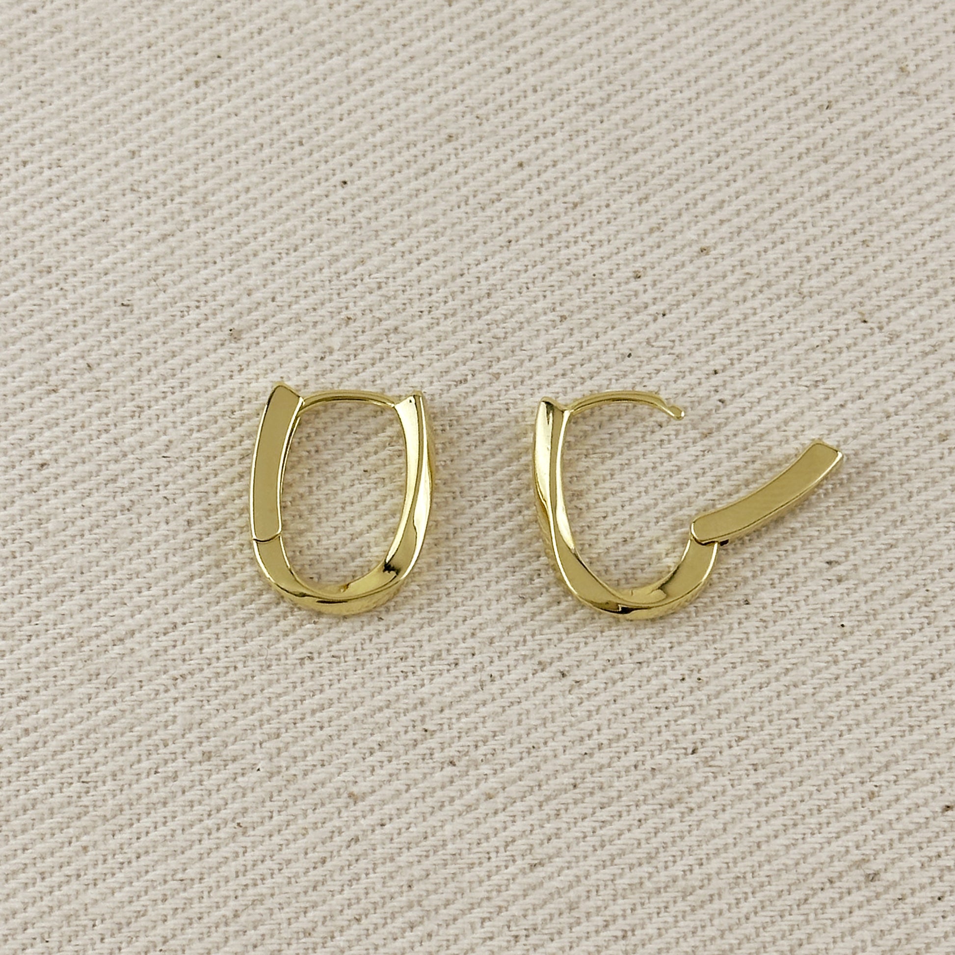 18k Gold Filled Slight Twist Oblong Hoop Earrings