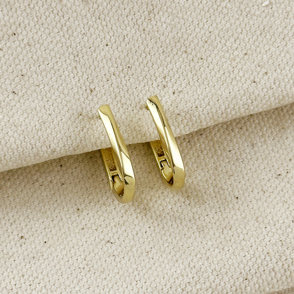 18k Gold Filled Slight Twist Oblong Hoop Earrings