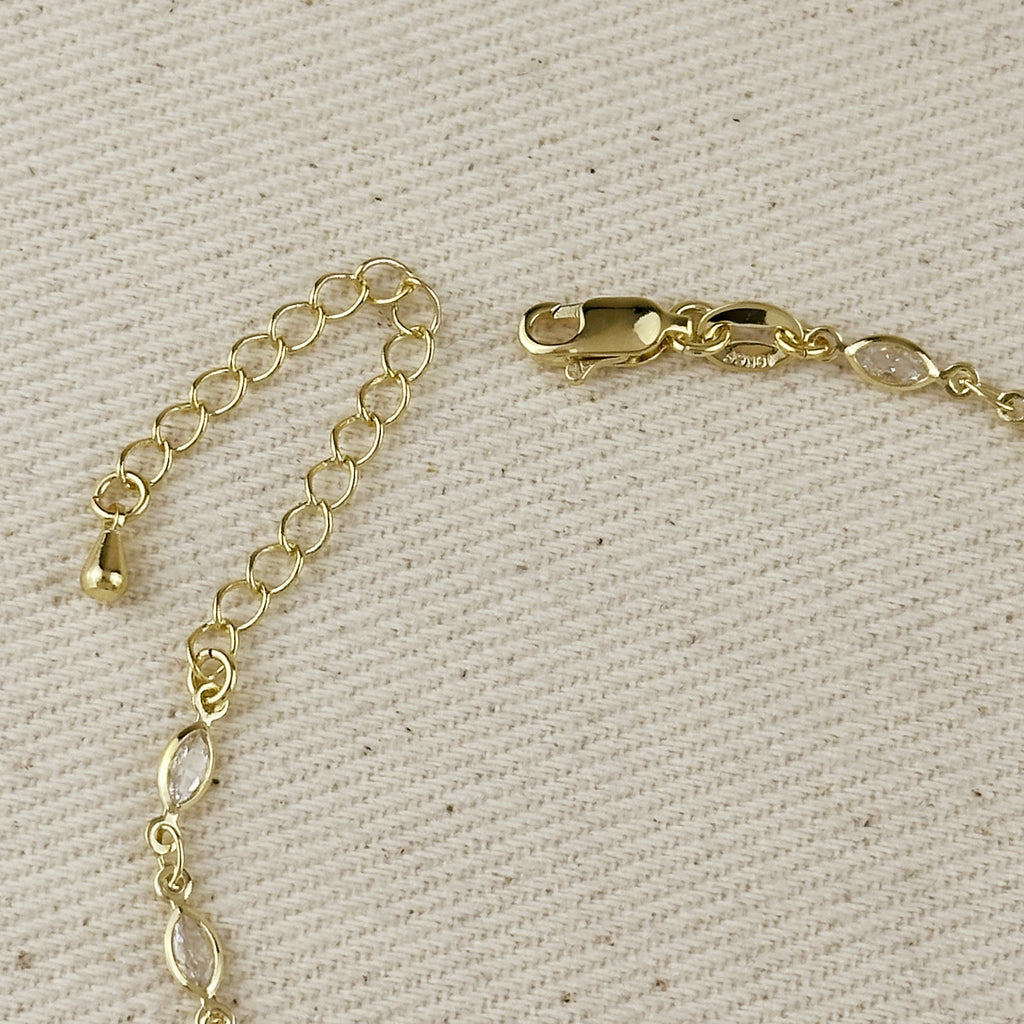 18k Gold Filled Bezel CZ Ellipse Hand Chain