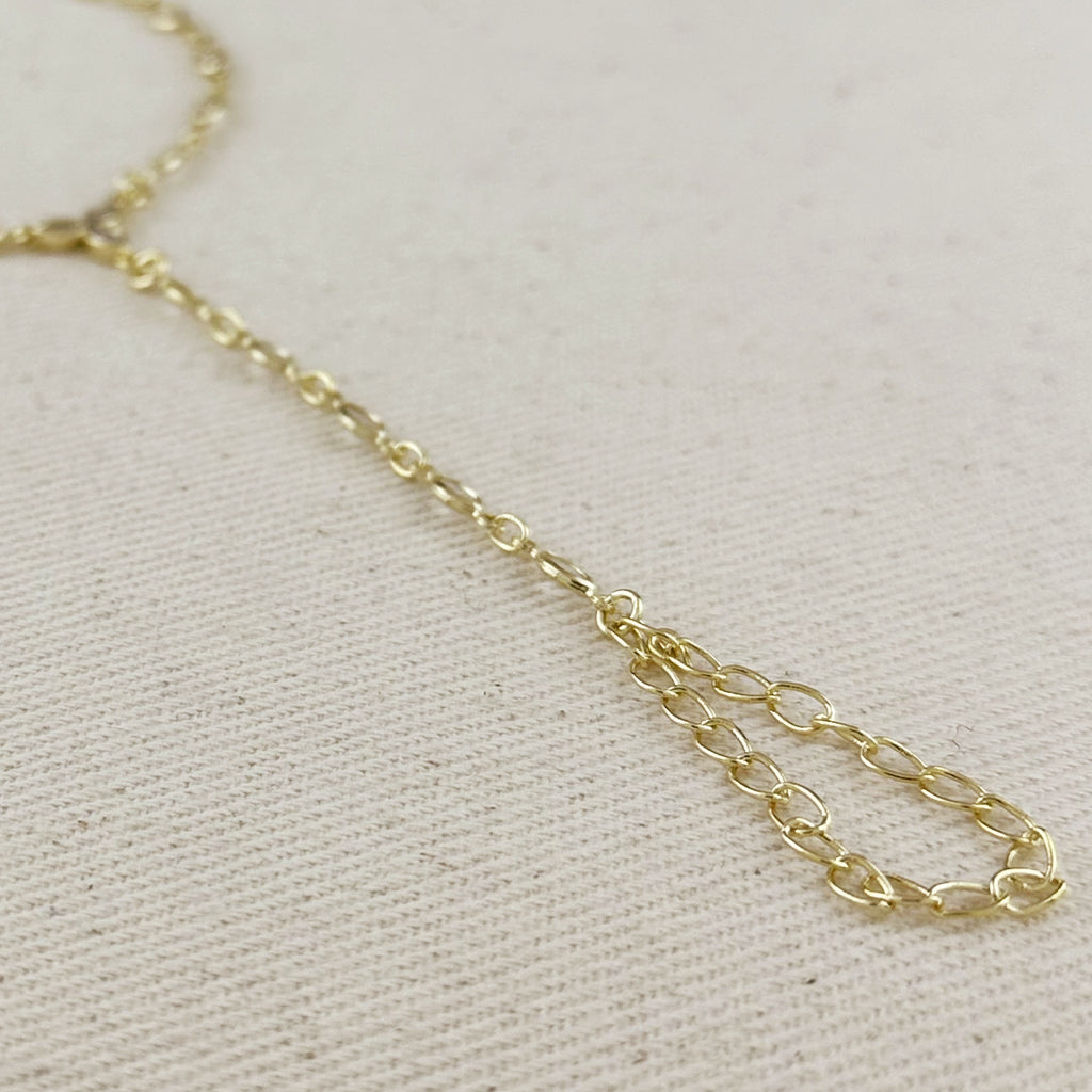 18k Gold Filled Bezel CZ Ellipse Hand Chain