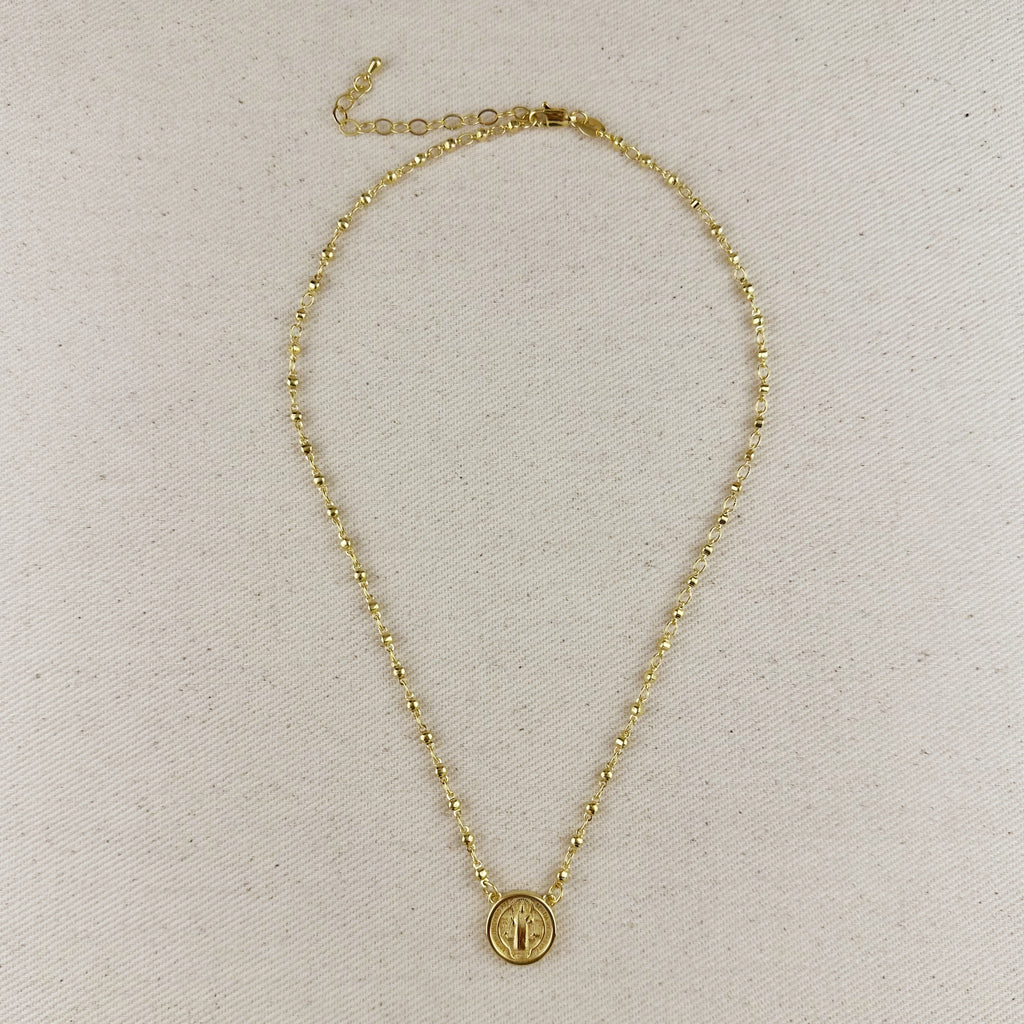 18k Gold Filled Beaded Saint Benedict Necklace