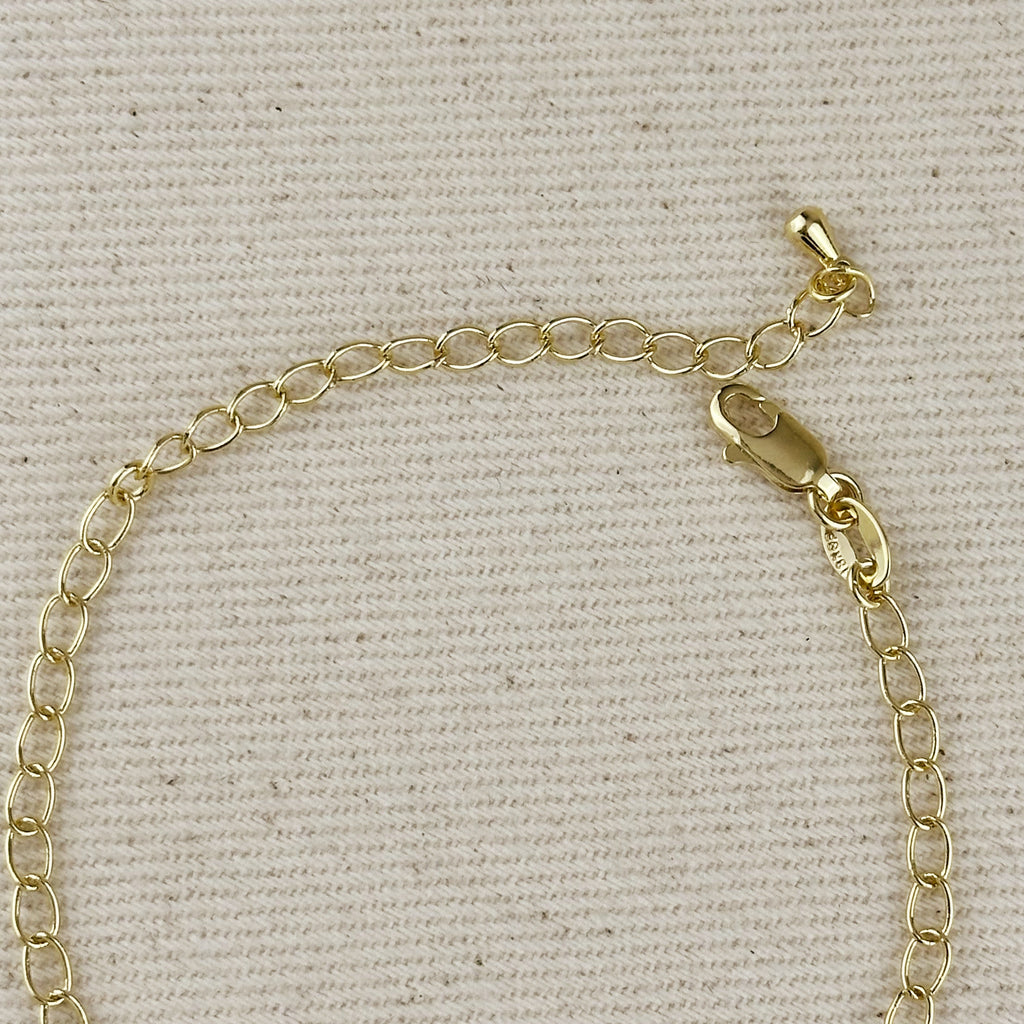 18k Gold Filled Dainty Round Bezel CZ Hand Chain