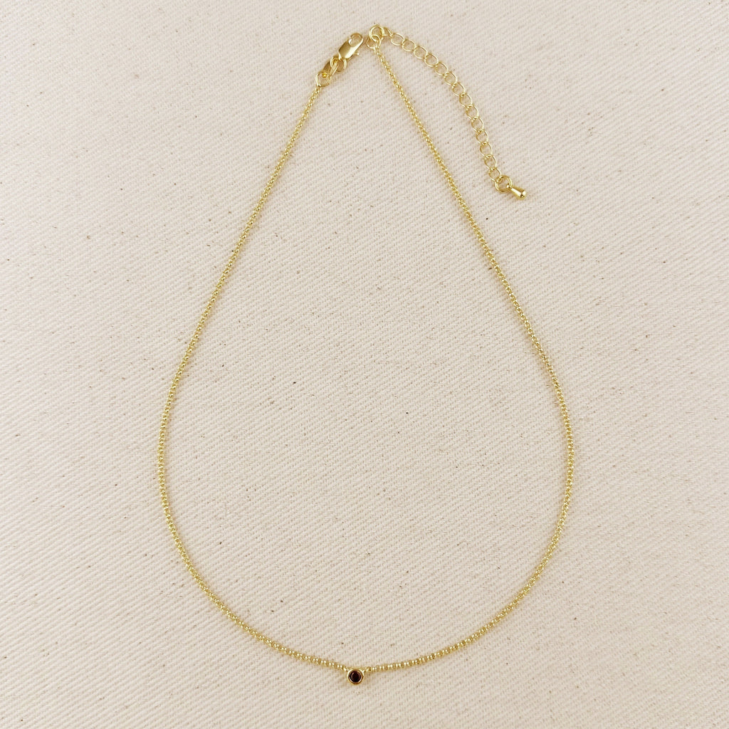 18k Gold Filled Dainty Bezel CZ Birthstone Necklace