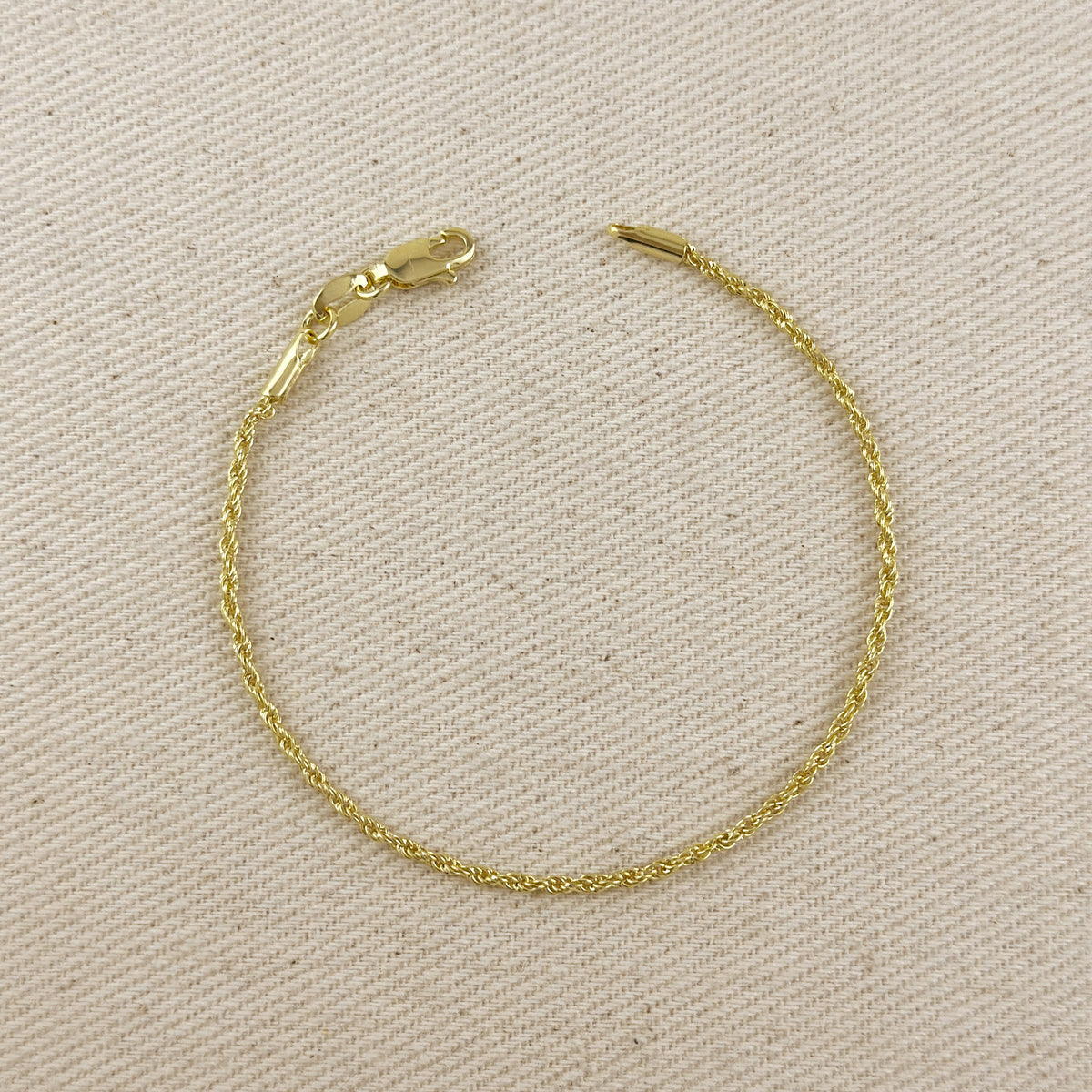 18k Gold Filled 1.7mm Rope Chain Bracelet