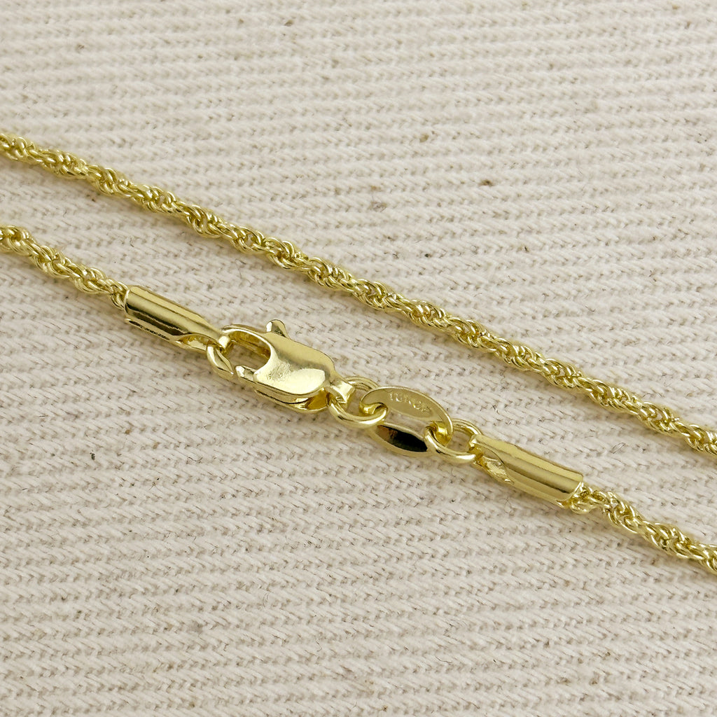 18k Gold Filled 1.7mm Rope Chain Bracelet