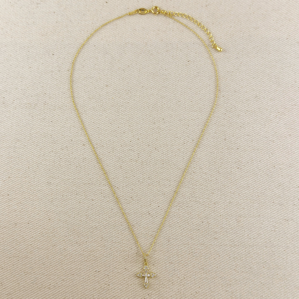 18k Gold Filled CZ Bail Cross Necklace