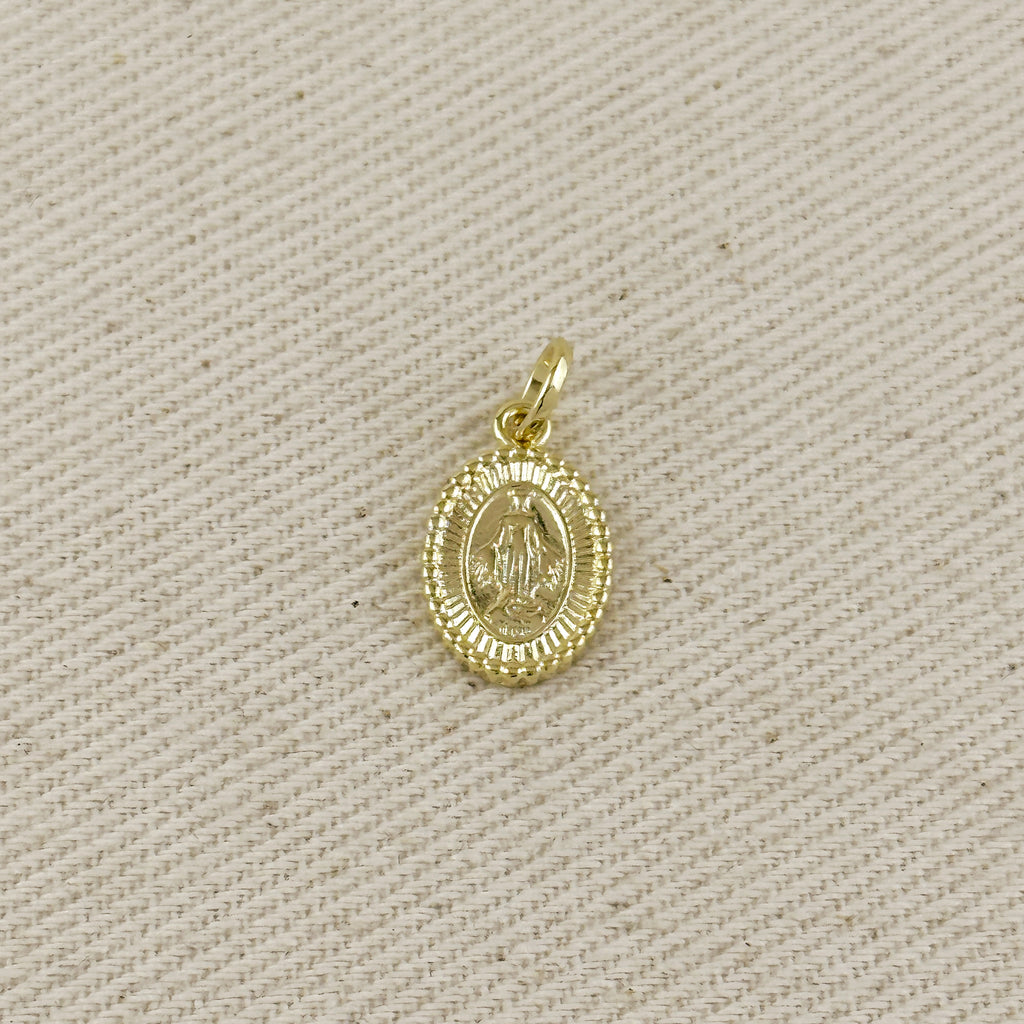 18k Gold Filled Mini Scalloped Lady of Grace Pendant