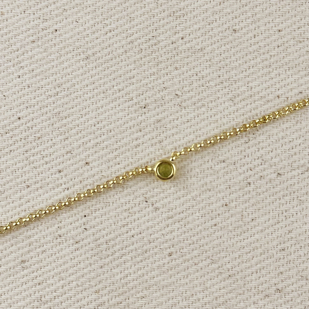 18k Gold Filled Dainty Bezel CZ Birthstone Necklace