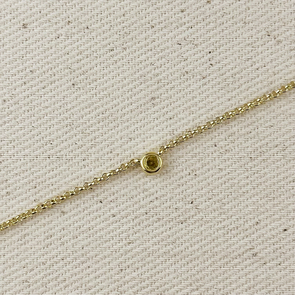 18k Gold Filled Dainty Bezel CZ Birthstone Necklace