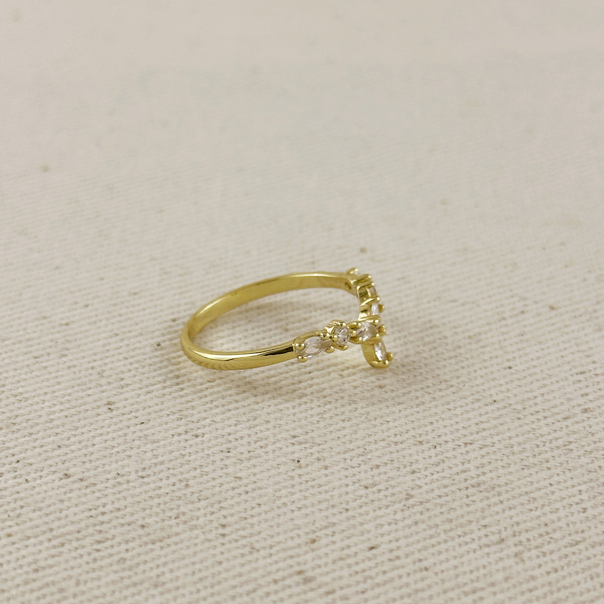18k Gold Filled  Mixed CZ Y Ring