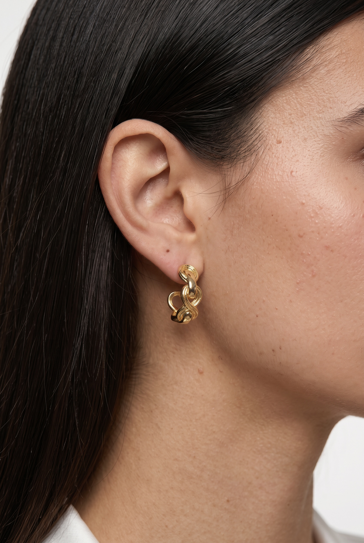 18k Gold Filled Braided Infinity C- Hoop Earrings