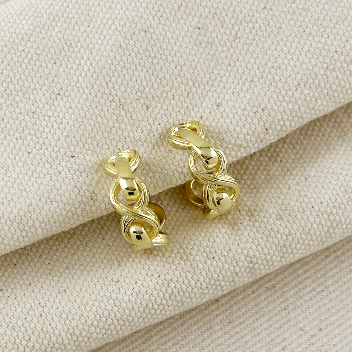 18k Gold Filled Braided Infinity C- Hoop Earrings