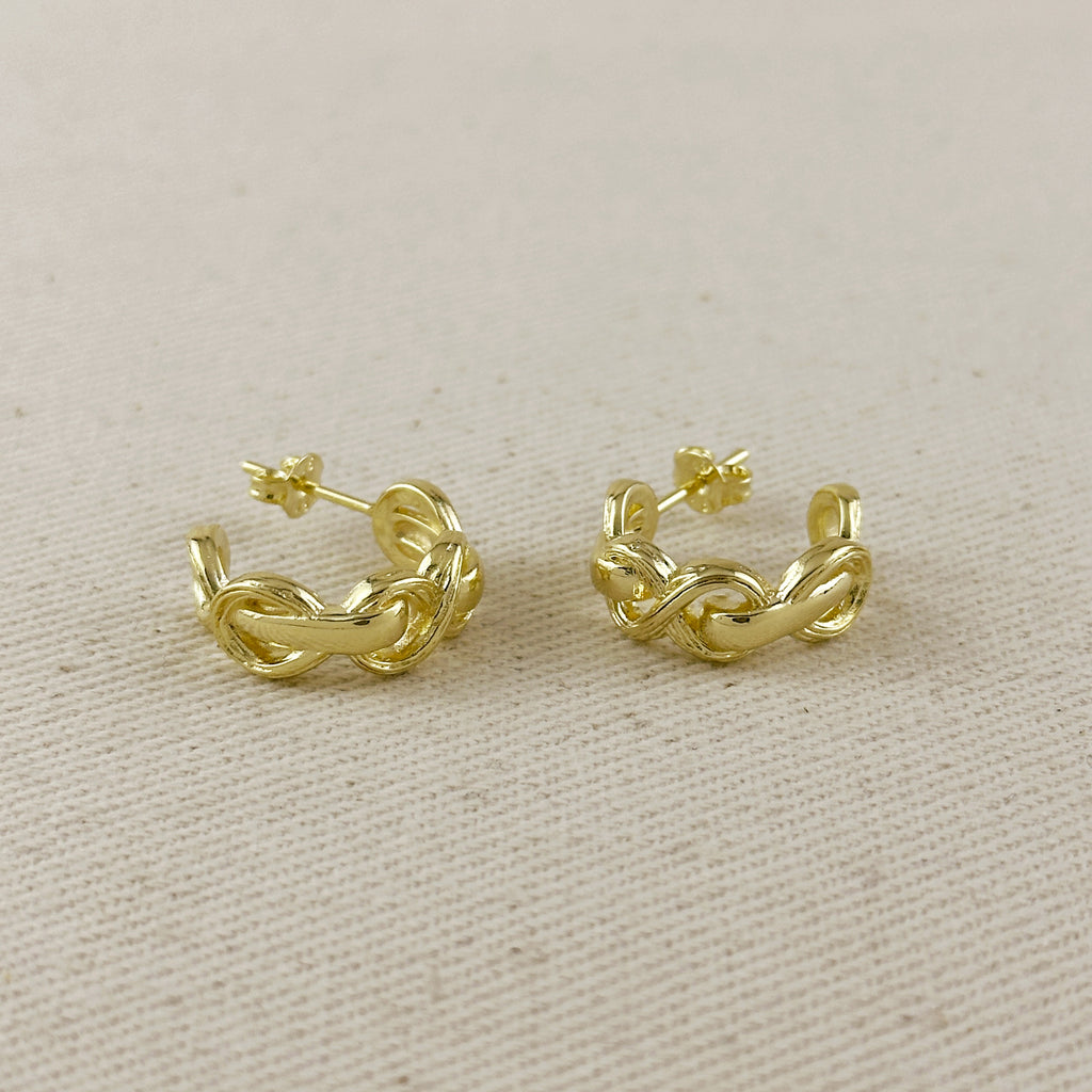 18k Gold Filled Braided Infinity C- Hoop Earrings