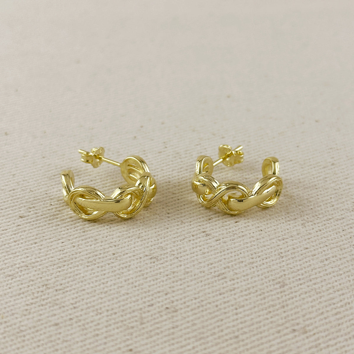 18k Gold Filled Braided Infinity C- Hoop Earrings