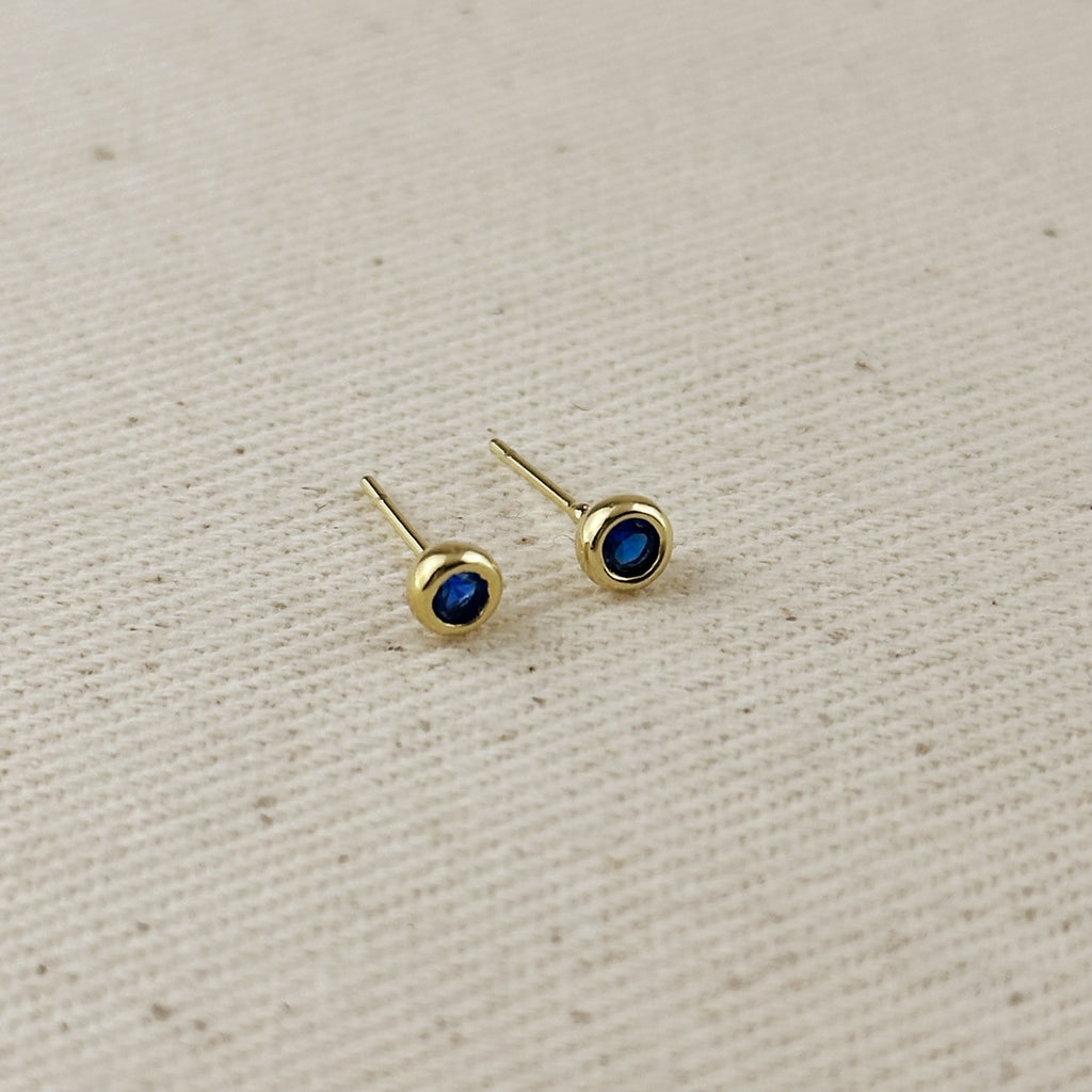 18K Gold Filled Dainty Bezel CZ Birthstone Stud Earrings