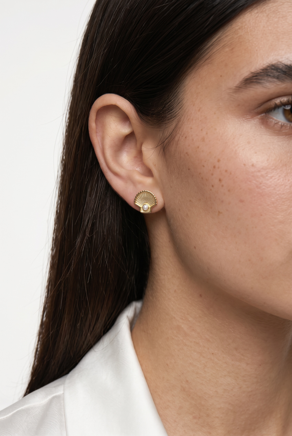 18k Gold Filled Seashell Stud Earrings