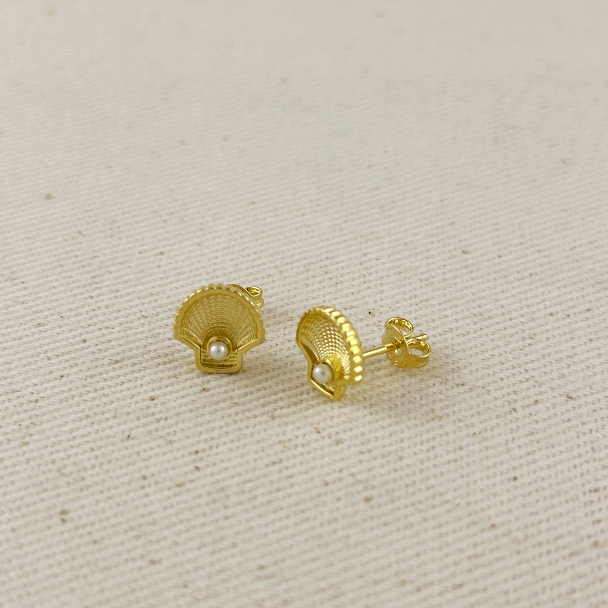 18k Gold Filled Seashell Stud Earrings