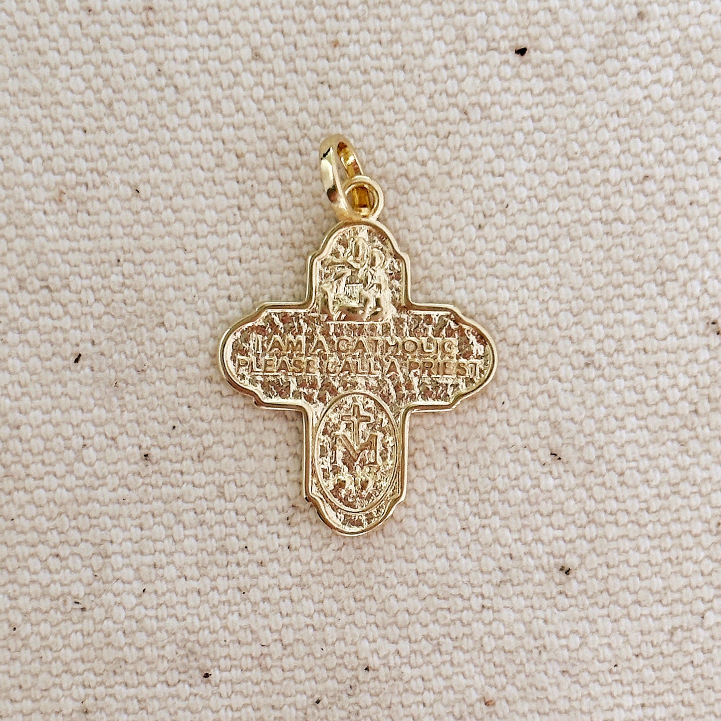 18k Gold Filled Catholic Four-Way Cross Pendant