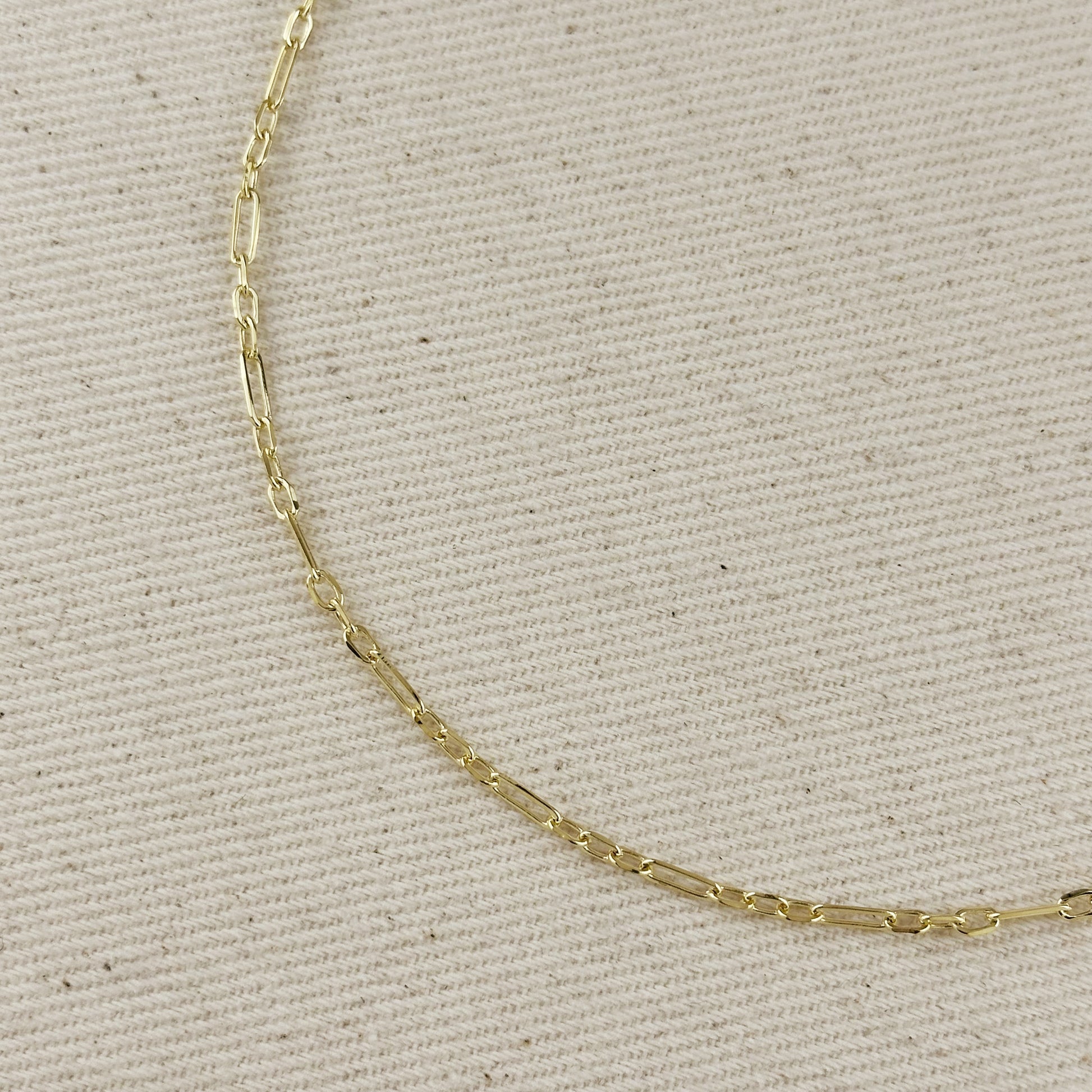18k Gold Filled 2.1mm 3x1 Alternated Paperclip Necklace