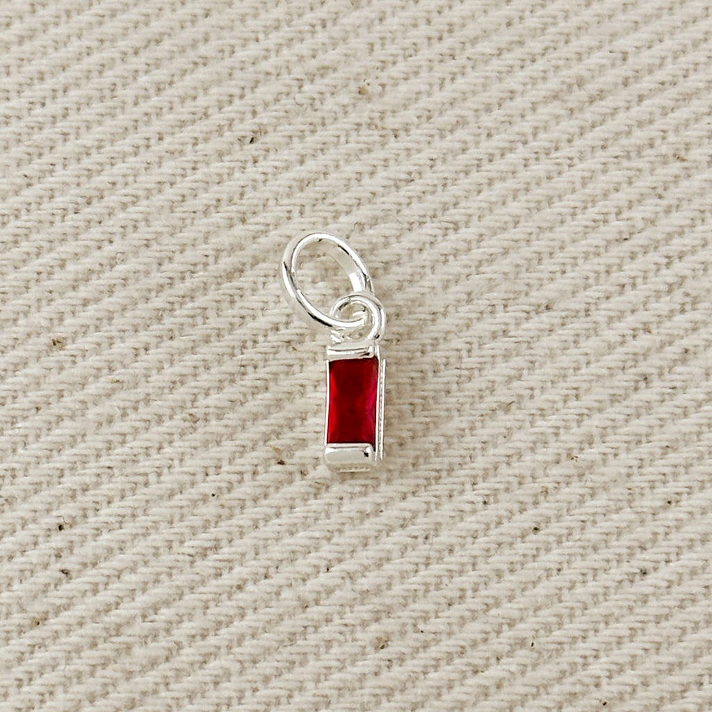 Silver Filled Baguette Birthstone Charm