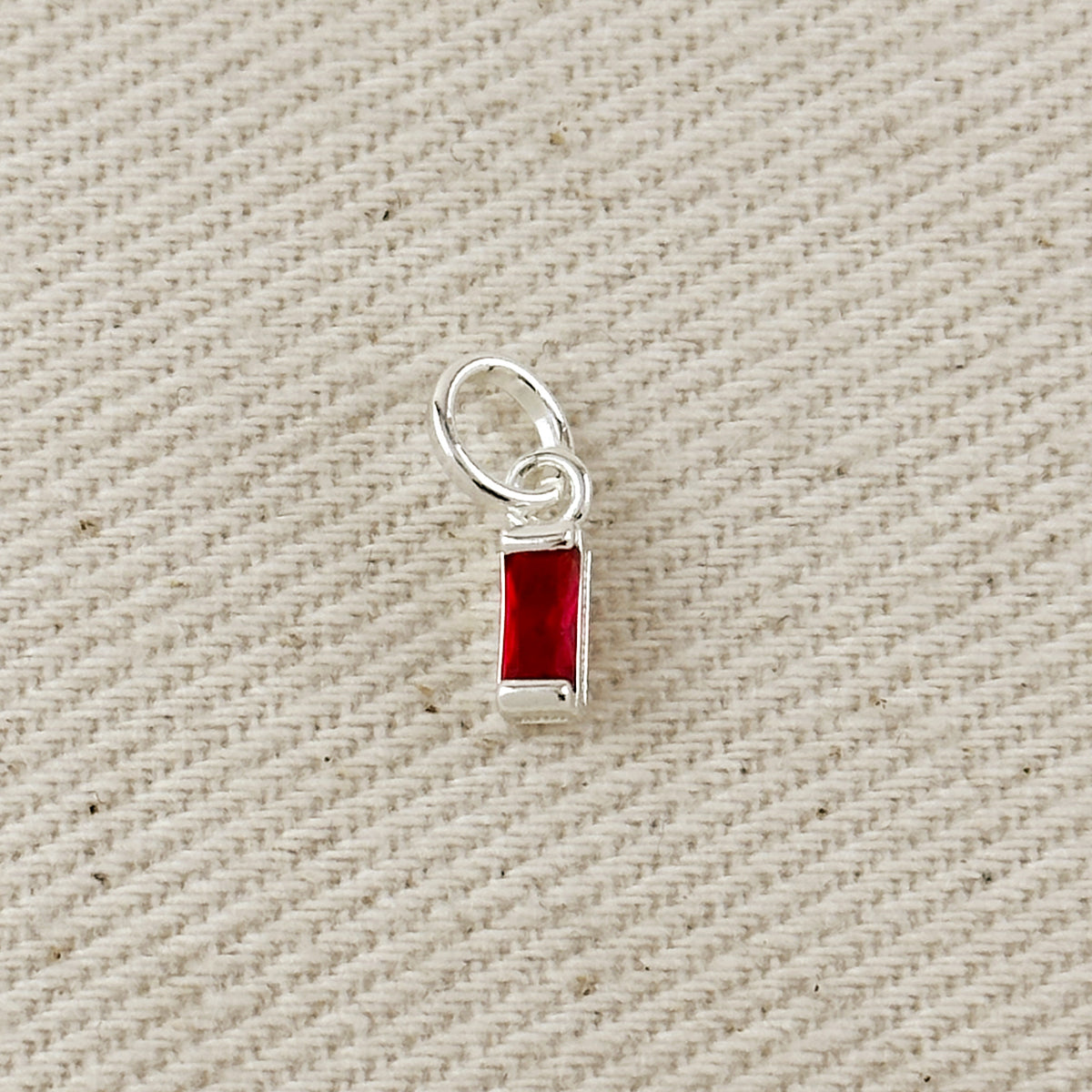 Silver Filled Baguette Birthstone Charm