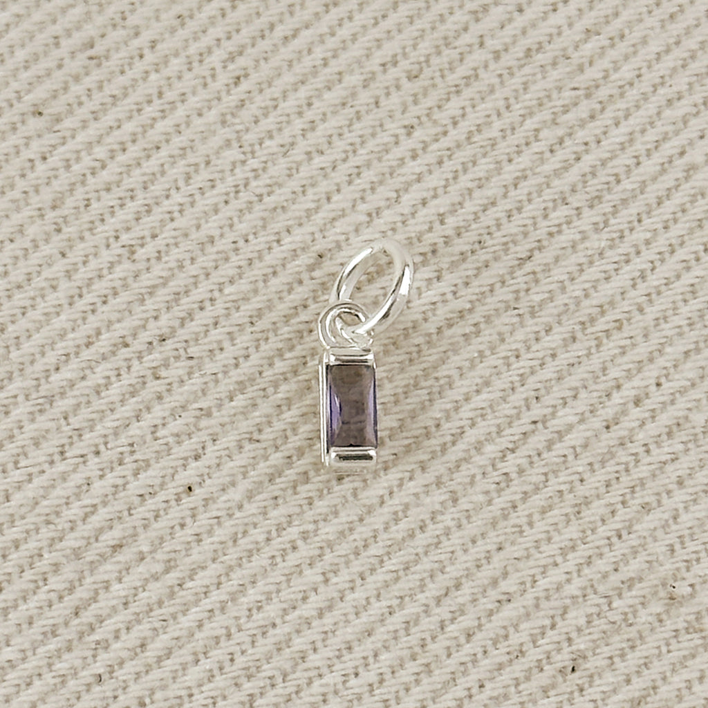 Silver Filled Baguette Birthstone Charm
