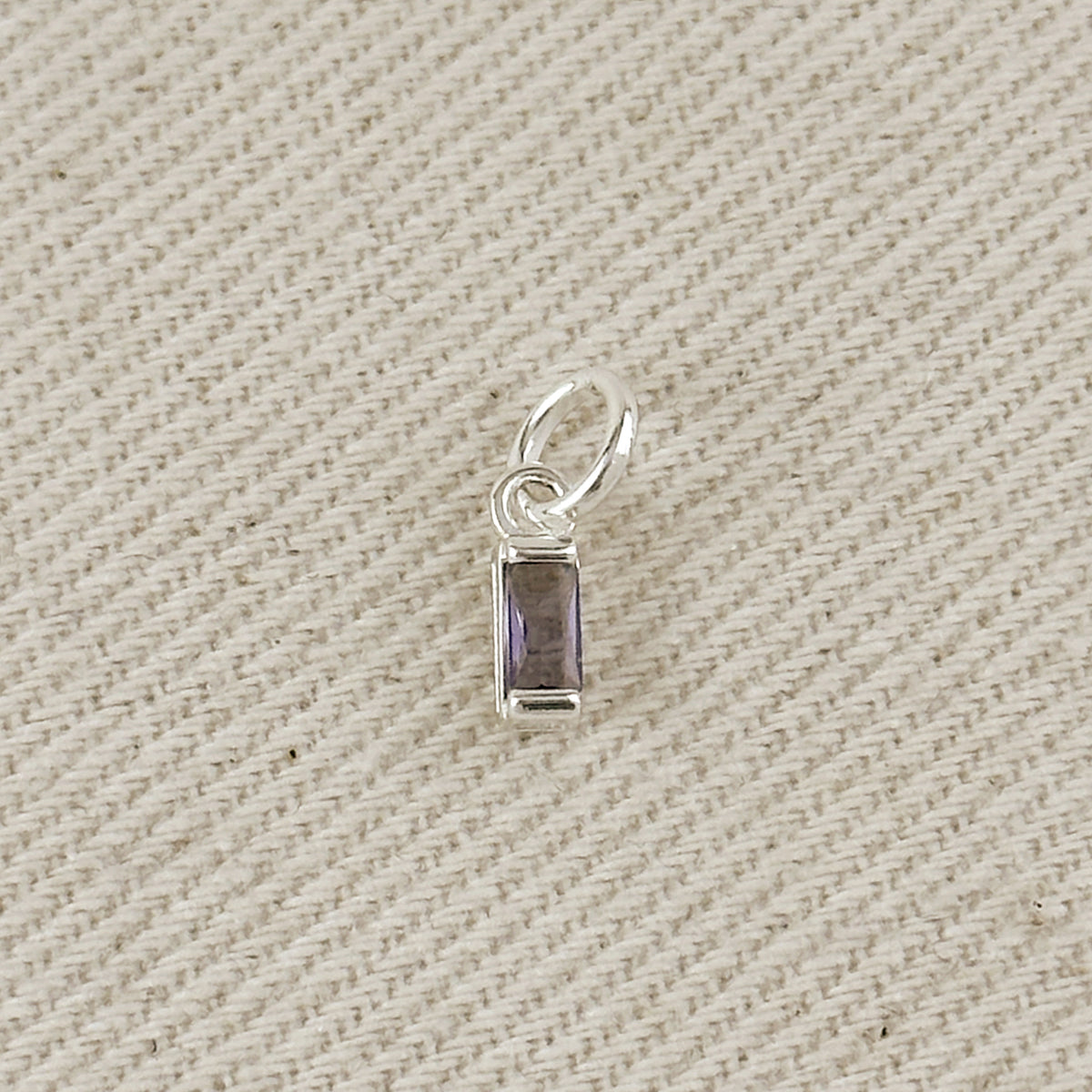 Silver Filled Baguette Birthstone Charm