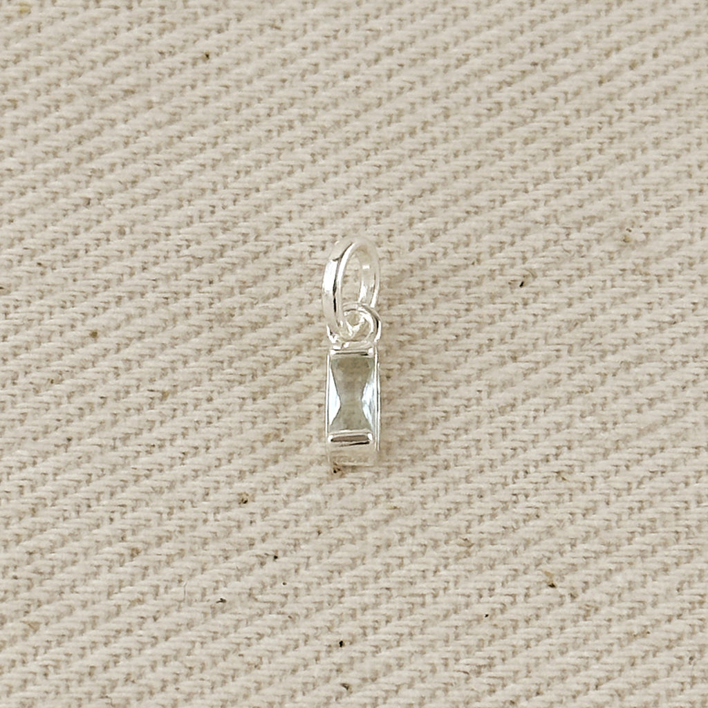 Silver Filled Baguette Birthstone Charm