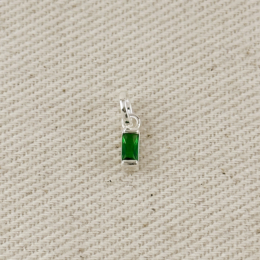 Silver Filled Baguette Birthstone Charm