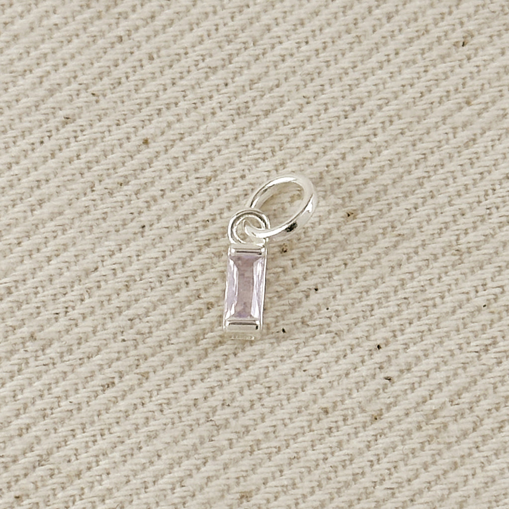 Silver Filled Baguette Birthstone Charm