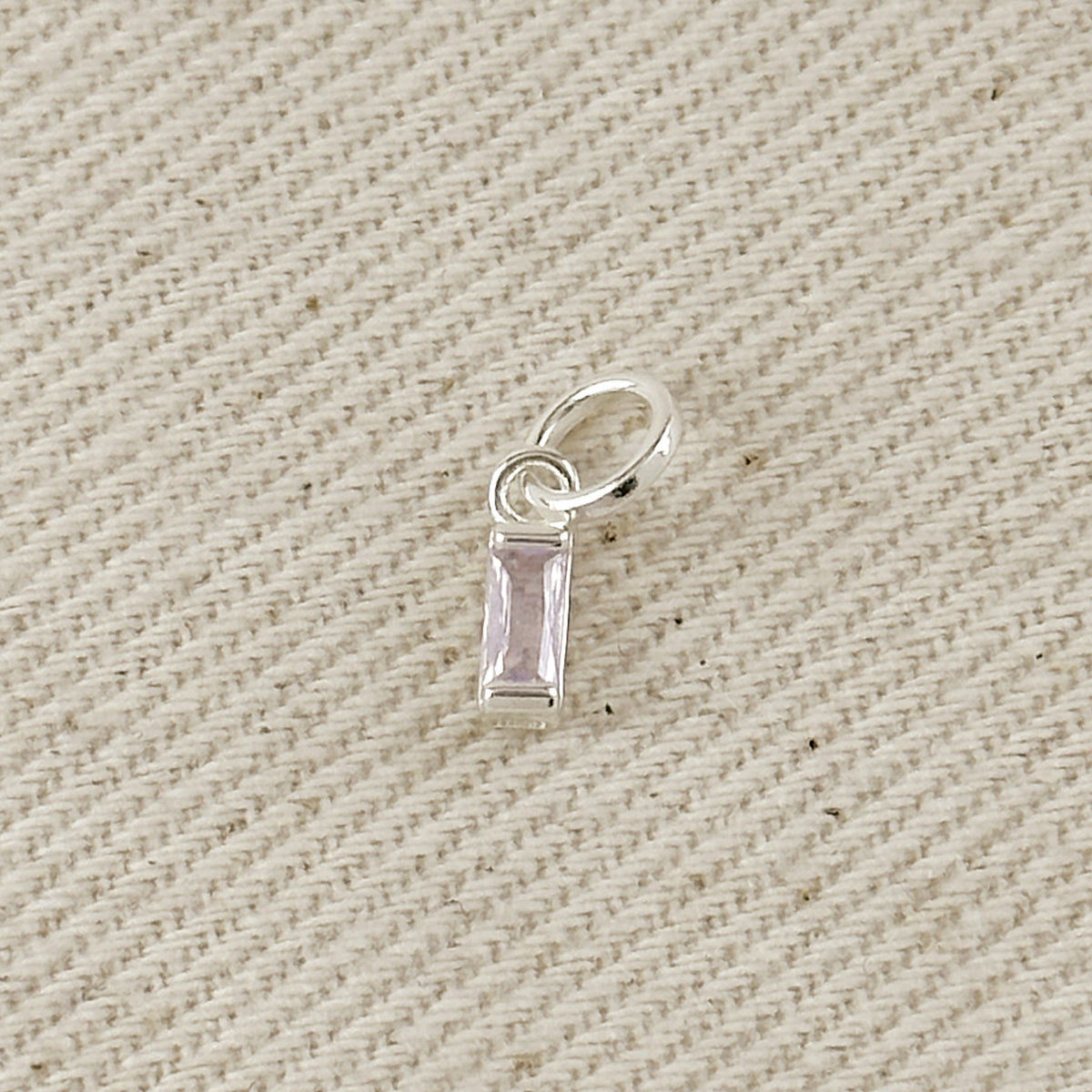 Silver Filled Baguette Birthstone Charm