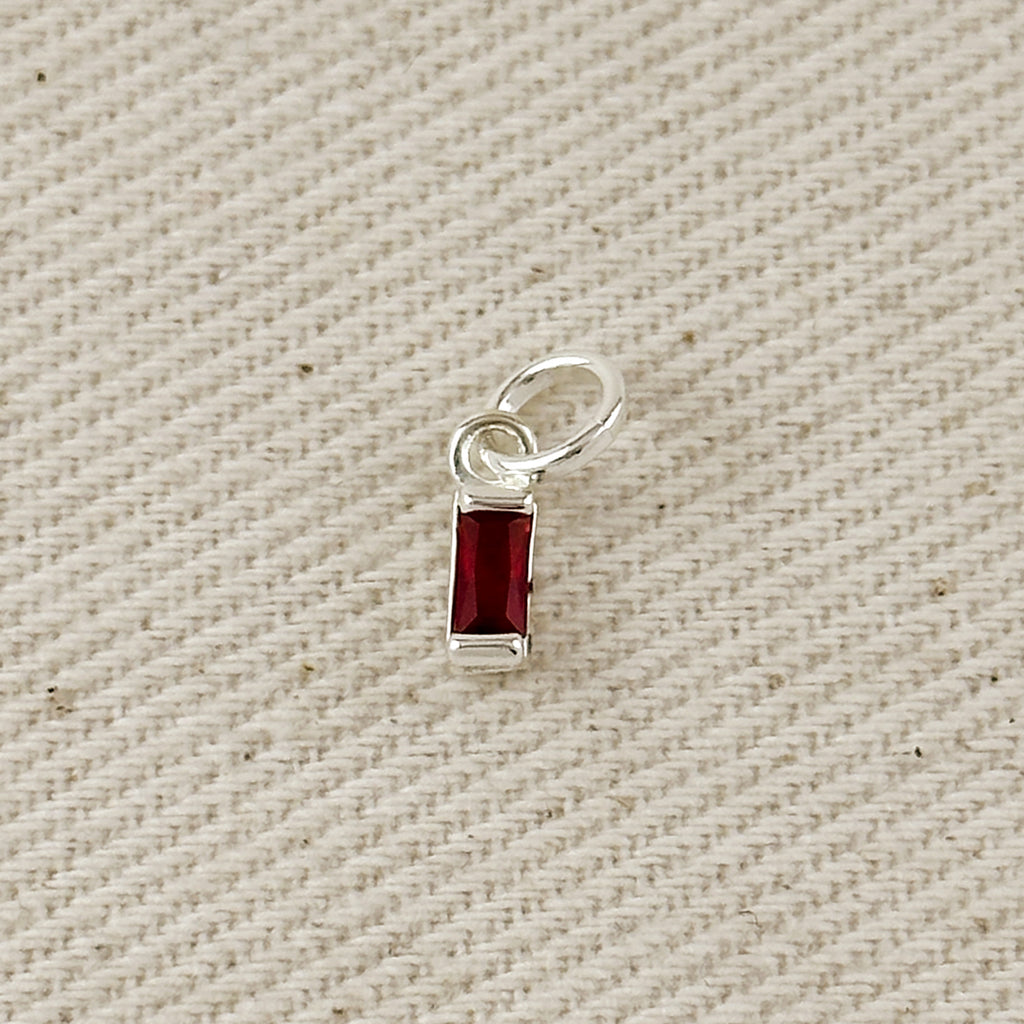 Silver Filled Baguette Birthstone Charm