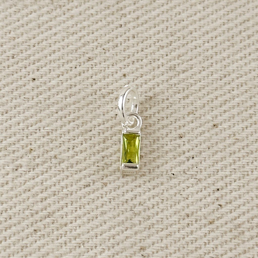 Silver Filled Baguette Birthstone Charm
