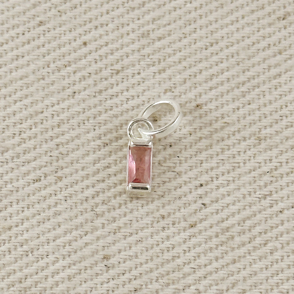 Silver Filled Baguette Birthstone Charm