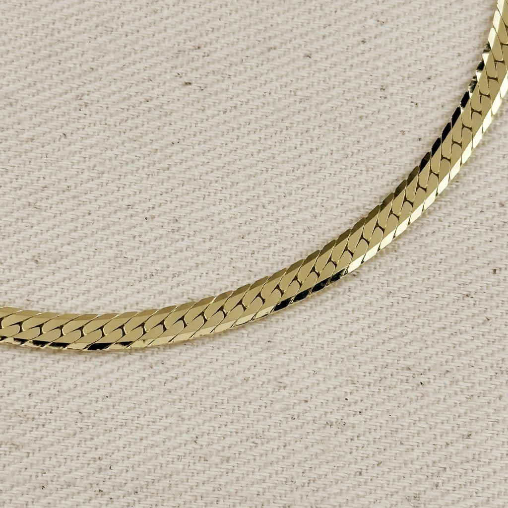 18K Gold Filled Diamond Cut Herringbone Choker Necklace
