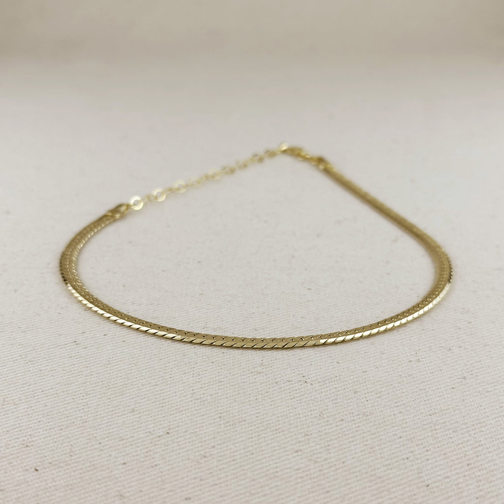 18K Gold Filled Diamond Cut Herringbone Choker Necklace