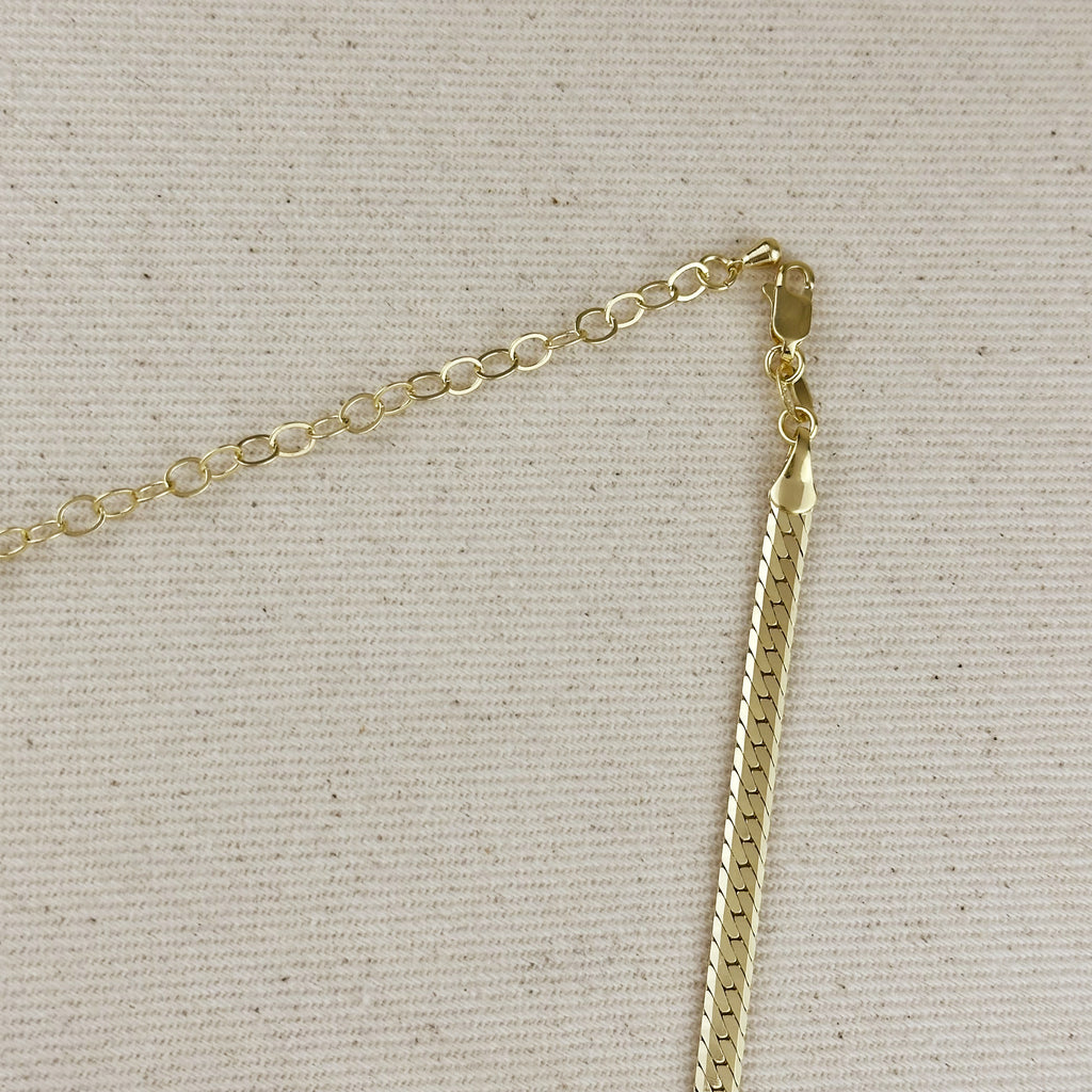 18K Gold Filled Diamond Cut Herringbone Choker Necklace