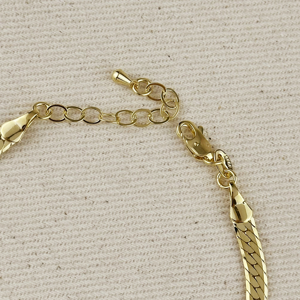 18K Gold Filled Diamond Cut Herringbone Anklet