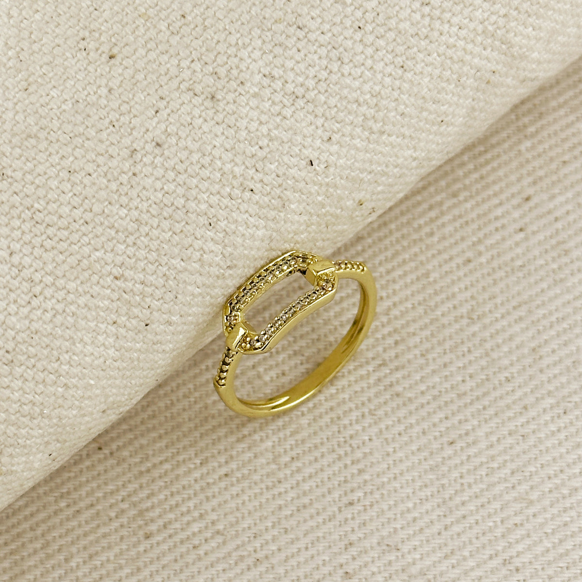 18k Gold Filled Pave Link Ring